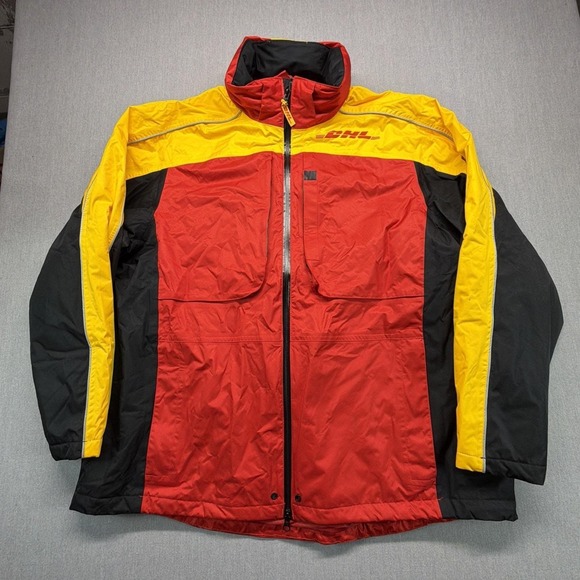 DHL Other - VTG 90s DHL Service Wind Breaker Jacket Men's 2XL Removable Hood Reflective